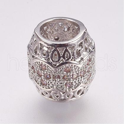 Brass Micro Pave Cubic Zirconia Beads ZIRC-G087-23P-1