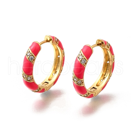 Brass Micro Pave Clear Cubic Zirconia Huggie Hoop Earrings EJEW-H121-22G-03-1
