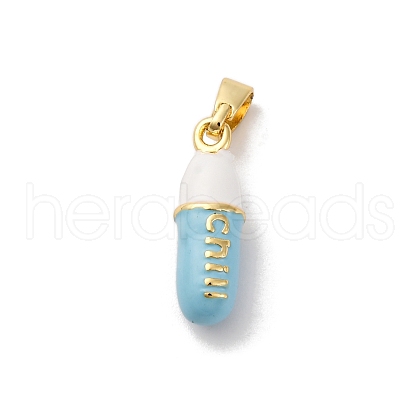 Brass Enamel Pendants KK-Q098-40G-D-1