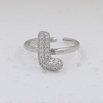 Brass Micro Pave Clear Cubic Zirconia Cuff Rings FS-WG17FF6-12-1