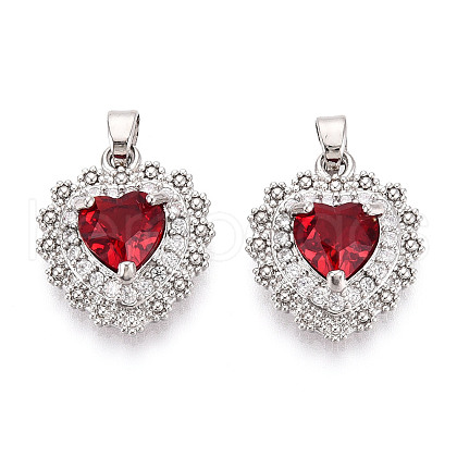 Brass Micro Pave Cubic Zirconia Pendants KK-T074-74P-1