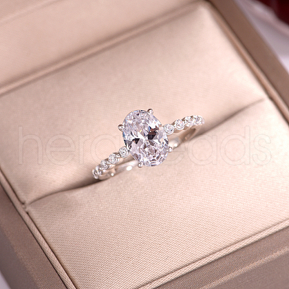 925 Sterling Silver Micro Pave Cubic Zirconia Finger Rings for Women KK5003-4-1