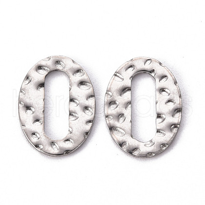 Non-Tarnish Hammered 201 Stainless Steel Linking Rings STAS-T052-17P-1