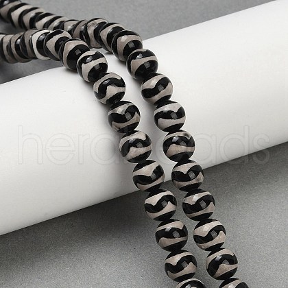 Tibetan Style dZi Beads Strands G-U022-A01-8mm-1