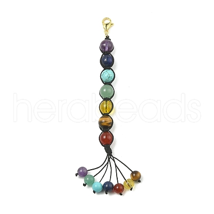 Chakra Gemstone Pendant Decorations HJEW-TA00078-01-1