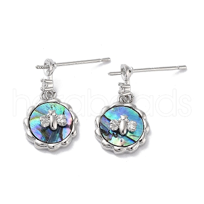 Bee Brass Micro Pave Cubic Zirconia Stud Earring Findings KK-E107-15P-01-1