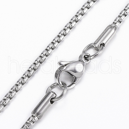 Non-Tarnish 304 Stainless Steel Box Chain Necklaces NJEW-L450-05P-1