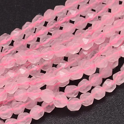 Faceted Natural Rose Quartz Beads Strands G-K066-10-6mm-1