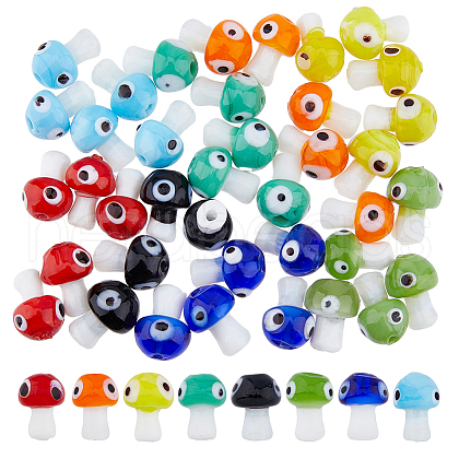 DICOSMETIC 40Pcs 8 Colors Handmade Evil Eye Lampwork Beads LAMP-DC0001-17-1
