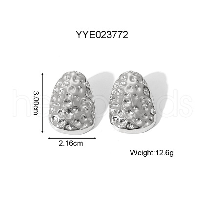 Stainless Steel Hammered Teardrop Stud Earrings for Women ZG3175-3-1