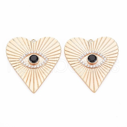 Brass Micro Pave Clear & Black Cubic Zirconia Pendants KK-S356-752-1