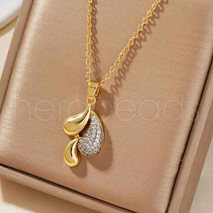 Fashionable Brass Necklace with Cubic Zirconia TB0672-1-1