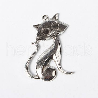 Tibetan Style Alloy Kitten Pendants TIBEP-22758-AS-RS-1