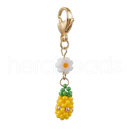 Glass Seed Beaded Fruits Pendant Decorations HJEW-MZ00152-1