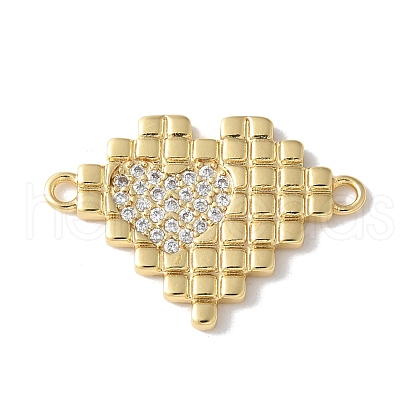 Brass Micro Pave Cubic Zirconia Heart Connector Charms KK-A252-28G-01-1