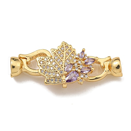 Brass Micro Pave Cubic Zirconia Fold Over Clasps KK-U037-28G-03-1