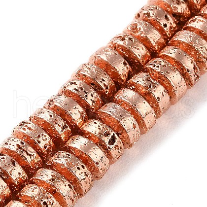 Electroplated Natural Lava Rock Beads Strands G-I360-A02-03-1