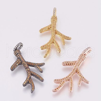 Brass Micro Pave Cubic Zirconia Pendants ZIRC-J019-12A-1