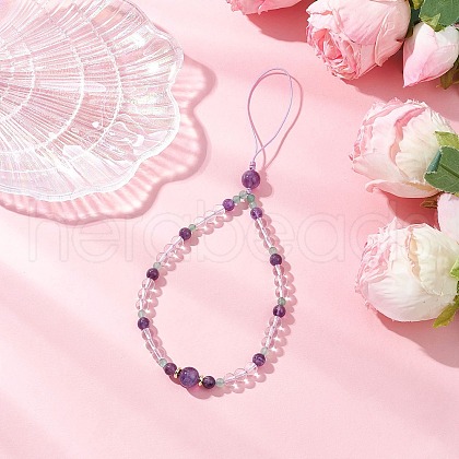Natural Amethyst Mobile Straps HJEW-JM03413-01-1
