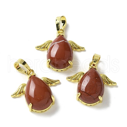 Natural Red Jasper Pendants KK-F888-01G-20-1