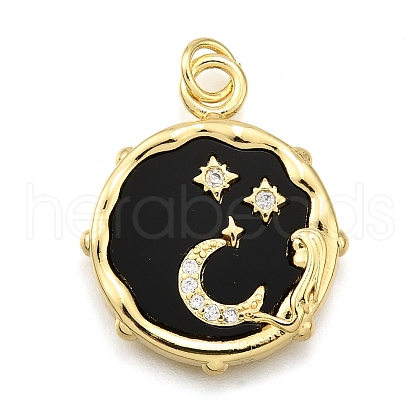 Brass Micro Pave Cubic Zirconia Pendants KK-K401-35G-1