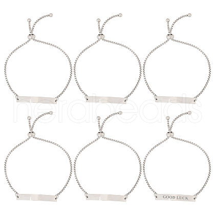 CHGCRAFT 6Pcs Adjustable Stainless Steel Box Chain Slider Bracelets BJEW-CA0001-10-1