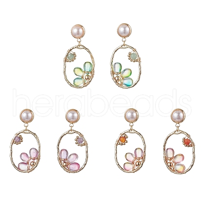 Alloy with Glass Stud Dangle Earring EJEW-TA00527-1