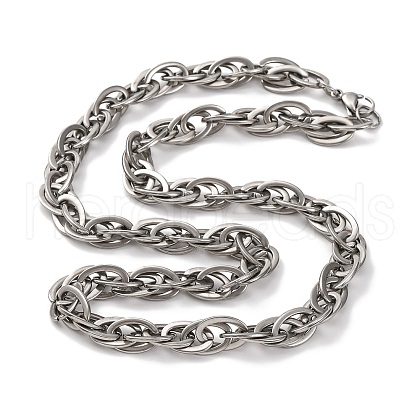 201 Stainless Steel Oval Rope Chain Necklace NJEW-F222-32P-1