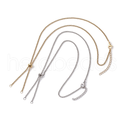 2Pcs 2 Colors 304 Stainless Steel Slider Necklace Makings AJEW-JB01274-1