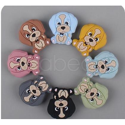 16Pcs 8 Colors Cartoon Animal Dog Silicone Beads JX707A-1