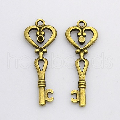 Tibetan Style Alloy Skeleton Key Pendants TIBEP-EAA119Y-AB-FF-1