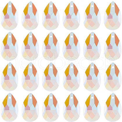 SOFPLATE 40Pcs Faceted Teardrop Glass Pendants GLAA-SP0001-11E-1
