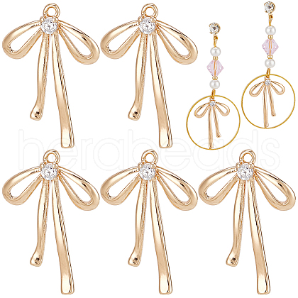 CREATCABIN 6 Pairs Brass Micro Pave Clear Cubic Zirconia Pendants KK-CN0002-97-1