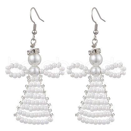 Glass Seed Beads Angle Dangle Earrings EJEW-MZ00288-01-1