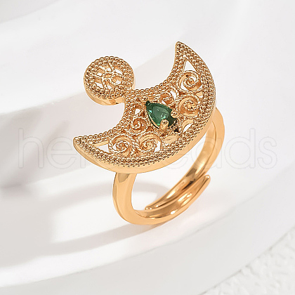 Brass Micro Pave Cubic Zirconia Adjustable Finger Rings for Women DA2871-4-1