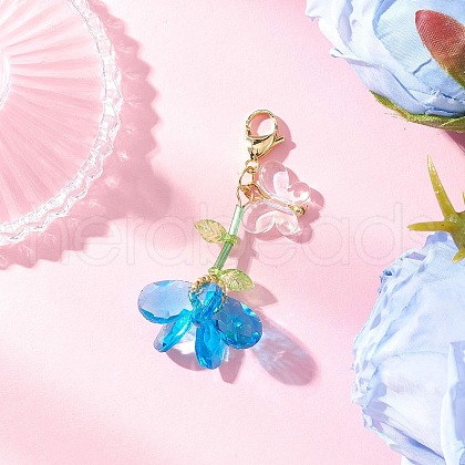 Handmade Glass Seed Beaded and Acylic Butterfly Pendant Decorations Sets HJEW-MZ00259-04-1