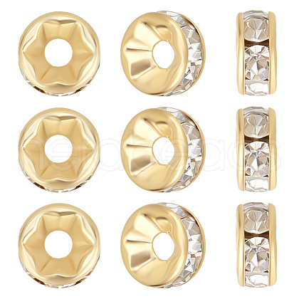 Beebeecraft 200Pcs Brass Pave Clear Cubic Zirconia Beads KK-BBC0015-87A-1