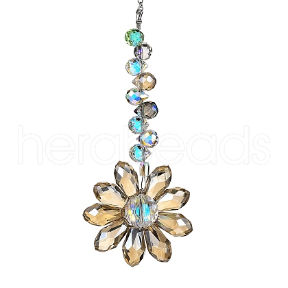 Glass Flower Hanging Suncatchers HJEW-C009-01D-1