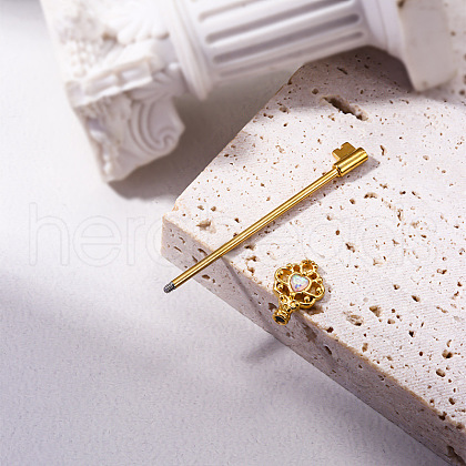 Brass Pave Synthetic Opal Crown Key Cartilage Earrings FS-WGDBF86-02-1