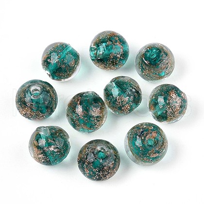 Handmade Gold Sand Lampwork Beads LAMP-T016-10C-1