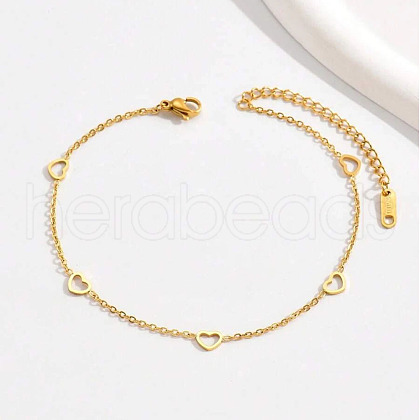 Heart 304 Stainless Steel Link Chain Anklets for Women FS-WG1020A-01-1