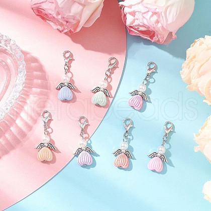 Angel Acrylic & ABS Plastic Imitation Pearl Pendant Decorations HJEW-JM03298-02-1