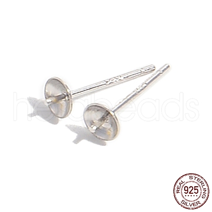 Rhodium Plated 925 Sterling Silver Stud Earring Findings STER-Z005-03P-1