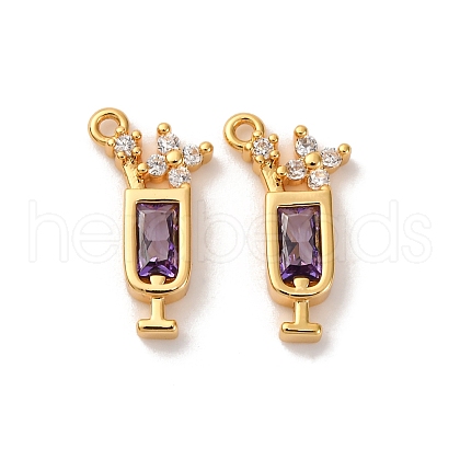 Brass Micro Pave Cubic Zirconia Pendants KK-K382-28G-01-1
