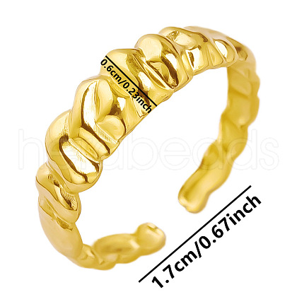 Vintage Stainless Steel Pleated Open Cuff Ring for Women FK3545-2-1