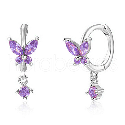 S925 Silver Butterfly Ear Cuffs with Multicolor Zirconia CY9476-8-1