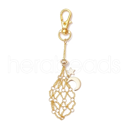 Moon Alloy Swivel Lobster Claw Clasps & Brass Cable Chains AJEW-JB01336-03-1