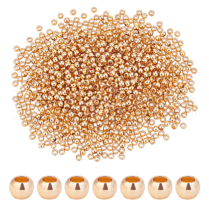   Rack 1000Pcs Plating Brass Beads KK-PH0005-34A-G-1