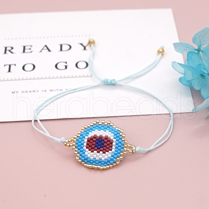 Friendship Evil Eye Loom Pattern Seed Beads Bracelets for Women BJEW-C011-10B-1