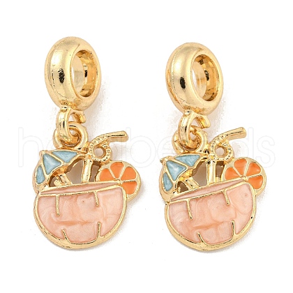 Rack Plating Alloy Enamel Drink European Dangle Charms FIND-B034-48G-01-1